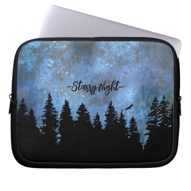 Housse Pour Ordinateur Portable Custom Text Pine Forest Night (Devant)