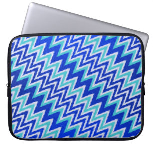 Housse Pour Ordinateur Portable Cute aqua bleu zigzag rayures