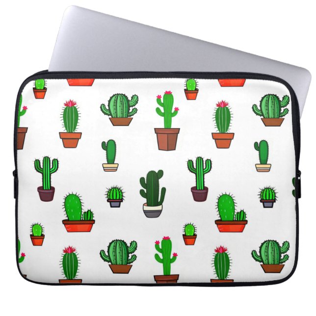 Housse Pour Ordinateur Portable Cute Cactus illustrations Pattern White (Devant)
