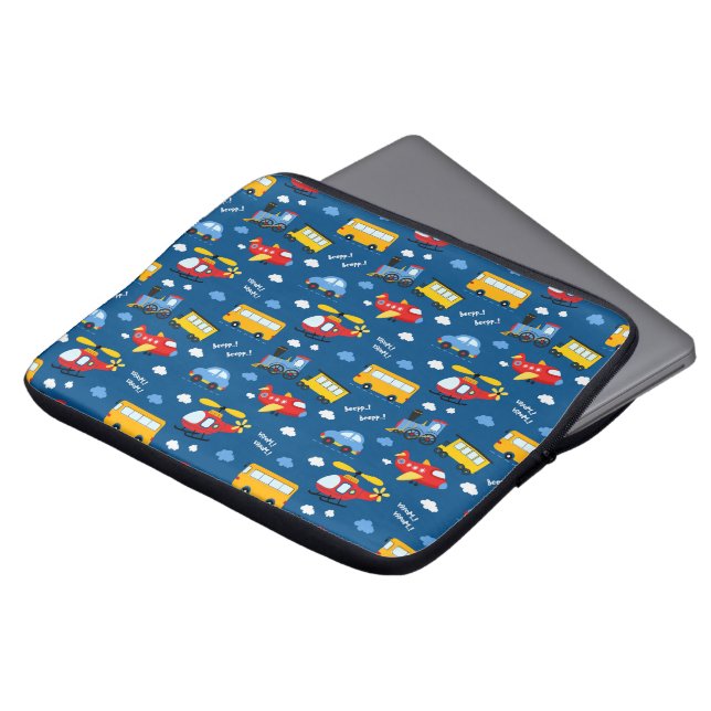 Housse Pour Ordinateur Portable Cute Cartoon Vehicles Pattern  (Devant haut)