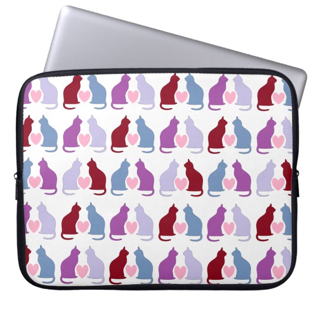 Housse Pour Ordinateur Portable Cute Chats et Coeurs Motif (Devant)