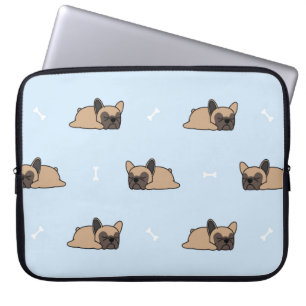 Housse Pour Ordinateur Portable Cute french bulldog puppy sleeping seamless patter