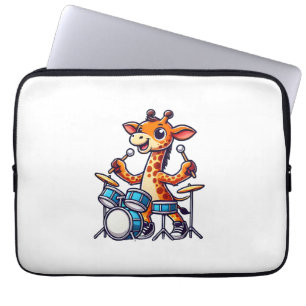 Housse Pour Ordinateur Portable Cute Giraffe Jouer Drums Giraffes Drummer Musique