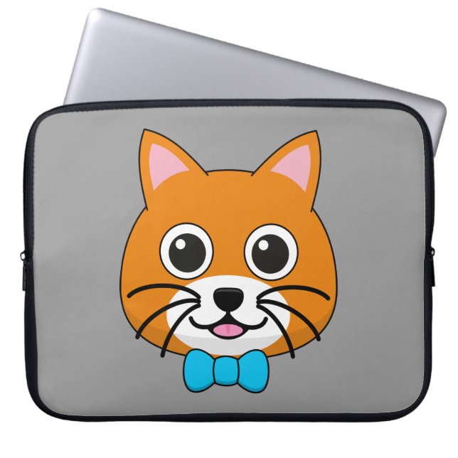 Housse Pour Ordinateur Portable Cute Happy Ginger Cat avec Papillon (Devant)