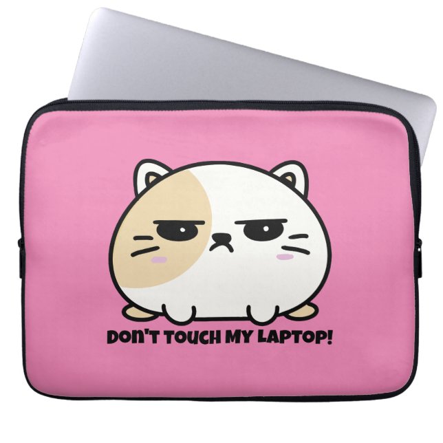 Housse Pour Ordinateur Portable Cute Kawaii Chubby Angry Mochi Chat (Devant)