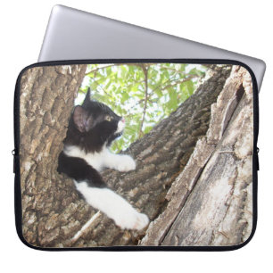 Housse Pour Ordinateur Portable Cute Kitten noir et blanc