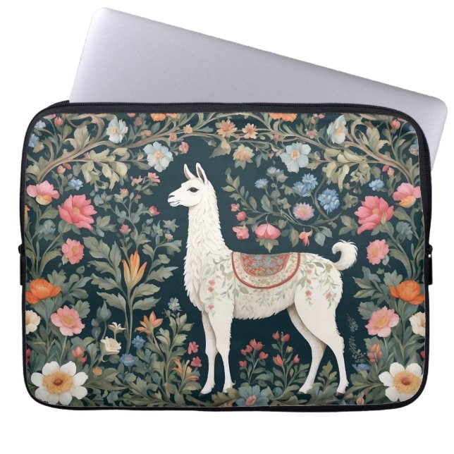 Housse Pour Ordinateur Portable Cute Llama Élégant Floral (Devant)