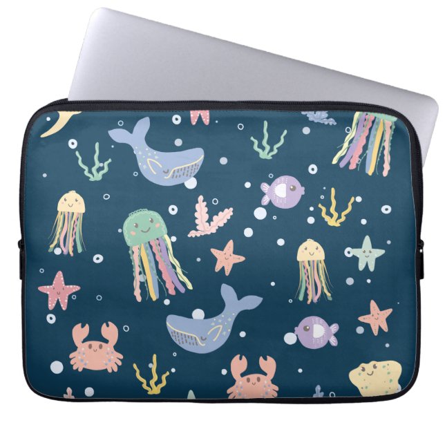 Housse Pour Ordinateur Portable Cute Marine Vie Motif sans joint (Devant)