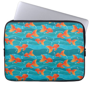 Housse Pour Ordinateur Portable Cute Motif de natation Goldfish & Water