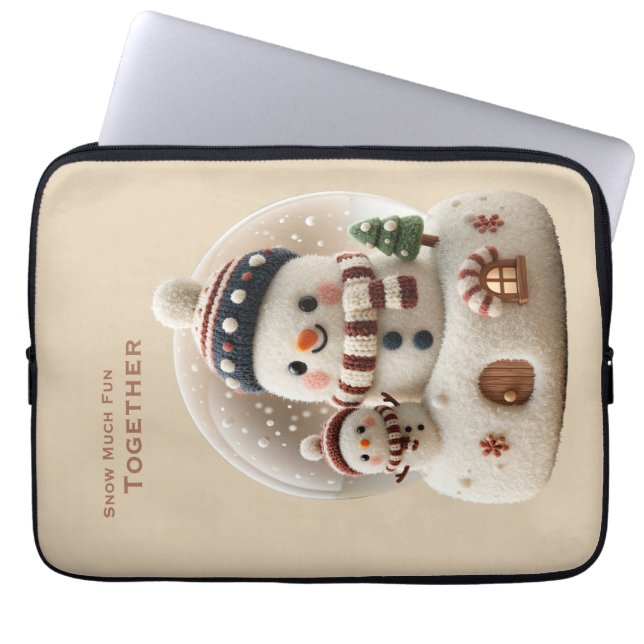 Housse Pour Ordinateur Portable Cute Needle Felted Snowman Snowglobe (Devant)