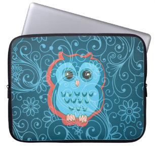 Housse Pour Ordinateur Portable Cute Owl Girl Retro mode florale