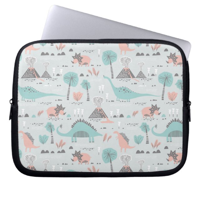 Housse Pour Ordinateur Portable Cute Pastel Dinosaur Motif (Devant)