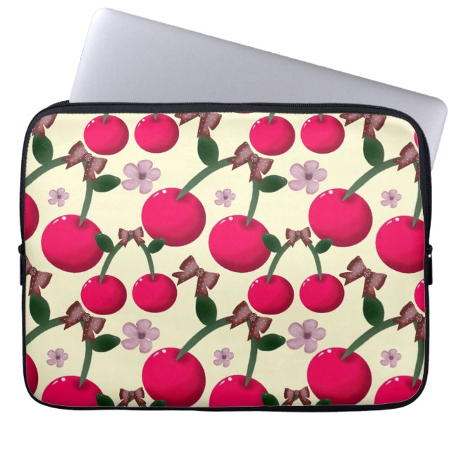 Housse Pour Ordinateur Portable Cute red cherry pattern  (Devant)