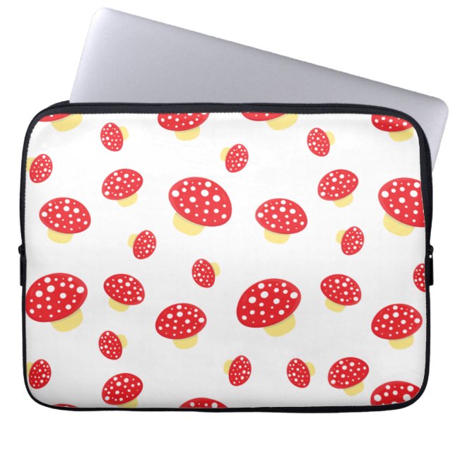 Housse Pour Ordinateur Portable Cute Red Spotty Toadstool Mushrooms Pattern (Devant)