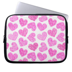 Housse Pour Ordinateur Portable Cute rose Doodled Heart Valentine's Day Motif