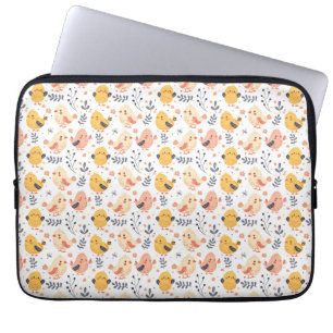 Housse Pour Ordinateur Portable Cute Spring Chicks et modèle floral