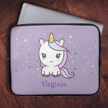 Housse Pour Ordinateur Portable Cute Unicorn Purple Portable Sleeve<br><div class="desc">Un tamis d'ordinateur portable violet avec une mignonne licorne en couleur pastel et un prénom personnalisable pour protéger votre ordinateur lorsque vous allez à l'école ou au travail!</div>