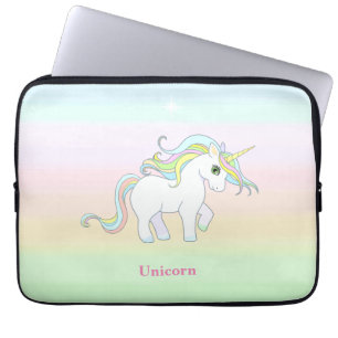 Housse Pour Ordinateur Portable Cute Unicorn sur Pastel Colors