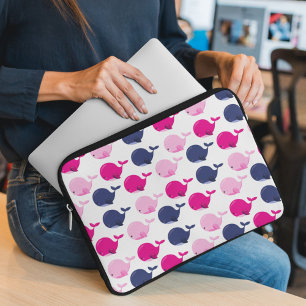 Housse Pour Ordinateur Portable Cute Whales, Pattern of Whales, Sea Animals
