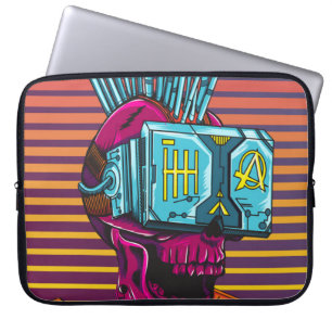 Housse Pour Ordinateur Portable Cyber Skull Virtual Reality Cyberpunk disquette