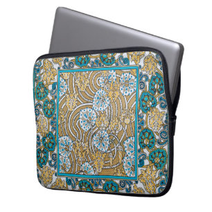 Housse Pour Ordinateur Portable cyclamen bleu art nouveau fleur botanique