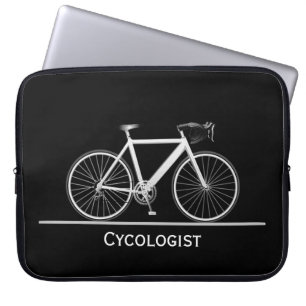 Housse Pour Ordinateur Portable Cycologiste Vélo blanc sur noir