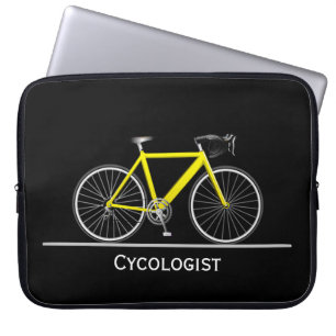 Housse Pour Ordinateur Portable Cycologue Yellow Bike sur Black