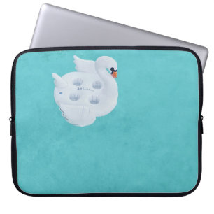 Housse Pour Ordinateur Portable Cygne blanc gonflable sur le plan d'eau
