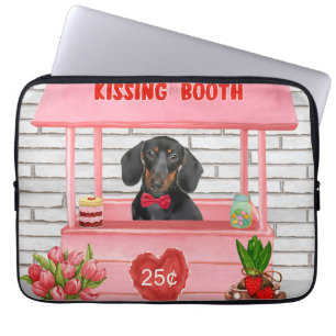 Housse Pour Ordinateur Portable Dachshund Chien Valentine's Day Kissing Booth