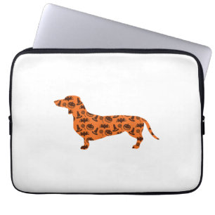 Housse Pour Ordinateur Portable Dachshund Citrouille Witch Bat Drôle Halloween Éff