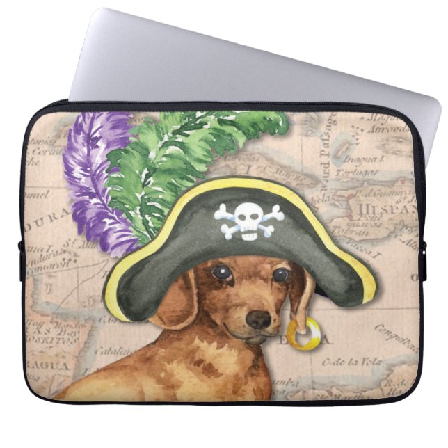 Housse Pour Ordinateur Portable Dachshund Pirate (Devant)