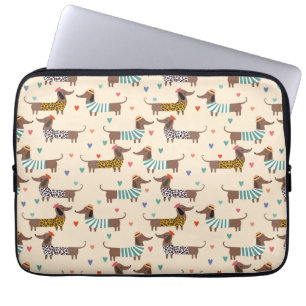 Housse Pour Ordinateur Portable Dachshunds drôles en chapeaux et pulls