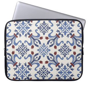 Housse Pour Ordinateur Portable Damask Majolica Poterie Design Carreaux
