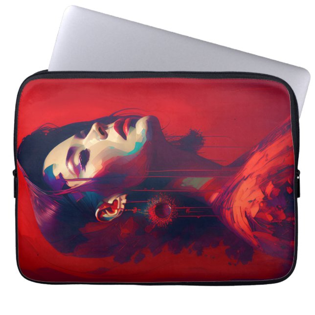 Housse Pour Ordinateur Portable Dame en rouge (Devant)