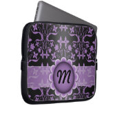 Housse Pour Ordinateur Portable Damier Monogramme Violet et Noir (Devant droit)