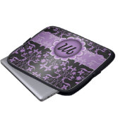 Housse Pour Ordinateur Portable Damier Monogramme Violet et Noir (Devant bas)