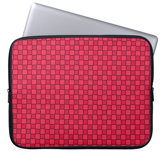 Housse Pour Ordinateur Portable Damier Rouge Noir (Devant)