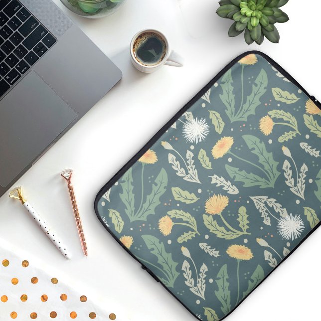 Housse Pour Ordinateur Portable Dandelion Floral Weed Motif (Dandelion Pattern Laptop Sleeve)