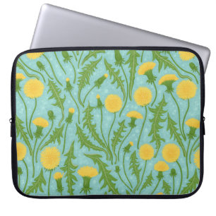 Housse Pour Ordinateur Portable Dandelions, vert, jaune et bleu