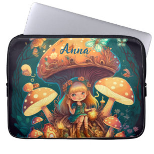 Housse Pour Ordinateur Portable De beaux elfes mignons jouent sous les champignons