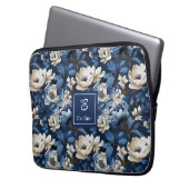 Housse pour ordinateur portable de luxe avec fleur (devant gauche)