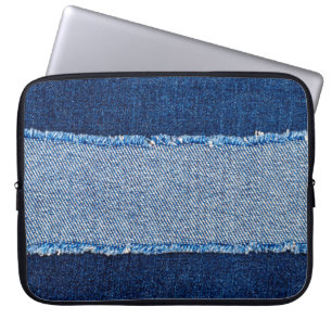 Housse Pour Ordinateur Portable Déchiré déchiré jean bleu tissu cadre sur bl