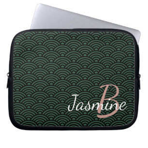 Housse Pour Ordinateur Portable Déco et monogramme japonais classique avec vague v