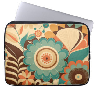 Housse Pour Ordinateur Portable Décor vintage rétro brun floral beize vert