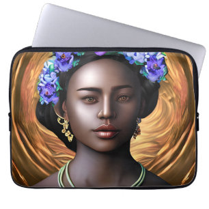 Housse Pour Ordinateur Portable Déesse Noire Femme Afro-Américaine Art IA