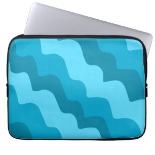 Housse Pour Ordinateur Portable Dégradé bleu ondulé des vagues océaniques
