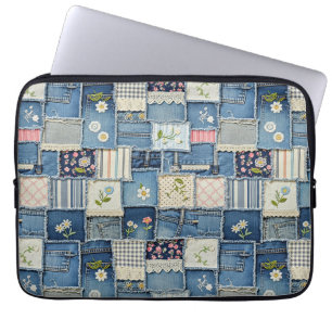Housse Pour Ordinateur Portable Denim Patchwork