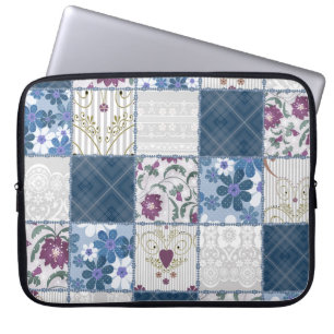 Housse Pour Ordinateur Portable Dentelle florale : Patchwork Arrière - plan sans c