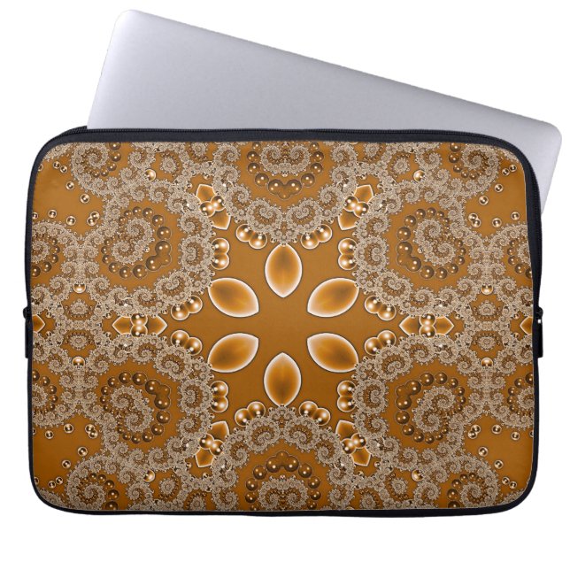 Housse Pour Ordinateur Portable Dentelle Fractale Caramel (Devant)