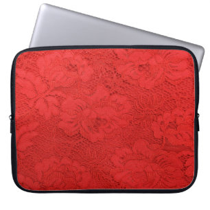 Housse Pour Ordinateur Portable Dentelle rouge élégante, texture transparente